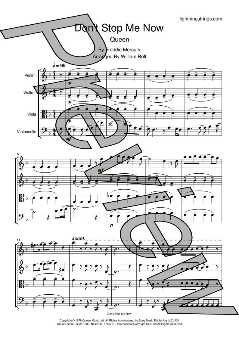 queen don't stop me now string quartet sheet music full score page 1 preview