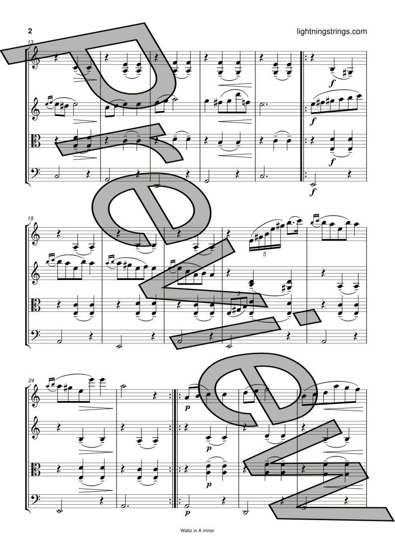 Fryderyk Chopin - Waltz in A Minor - String Quartet Sheet Music